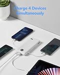 Portable Charger with Built-in Cables & Wall Plug, VRURC 10000mAh Power Bank for iPhone USB C with LED Display Slim External Battery Pack for iPhone Samsung More Devices-Black