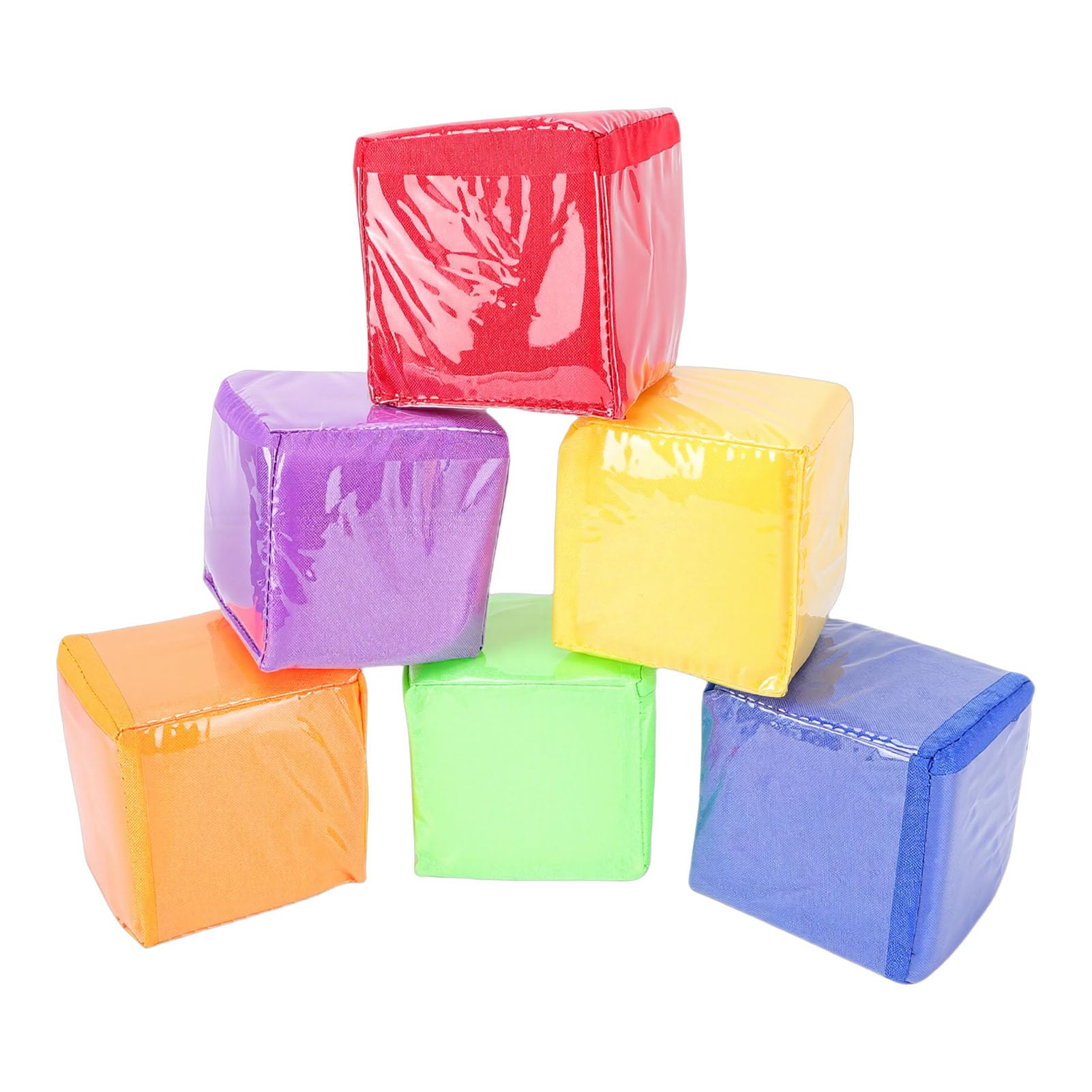 Dilwe Foam Dice, Soft Colorful Game Dice with Clear Pockets for Classroom Teaching and Math Learning, 6 Pcs