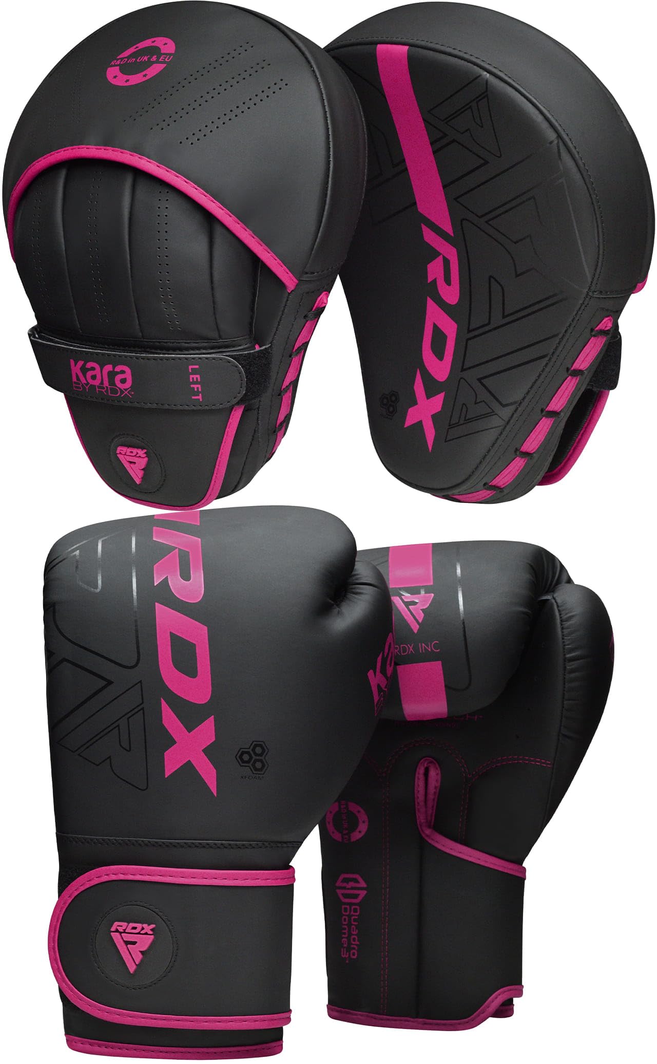 RDX Boxing Gloves and Pads Set,Maya Hide Leather,Adult & Kids KARA Hook and Jab Curved Focus Mitts with Punching Gloves for MMA,MuayThai Kickboxing Martial Arts Punching Hand Target — image 1