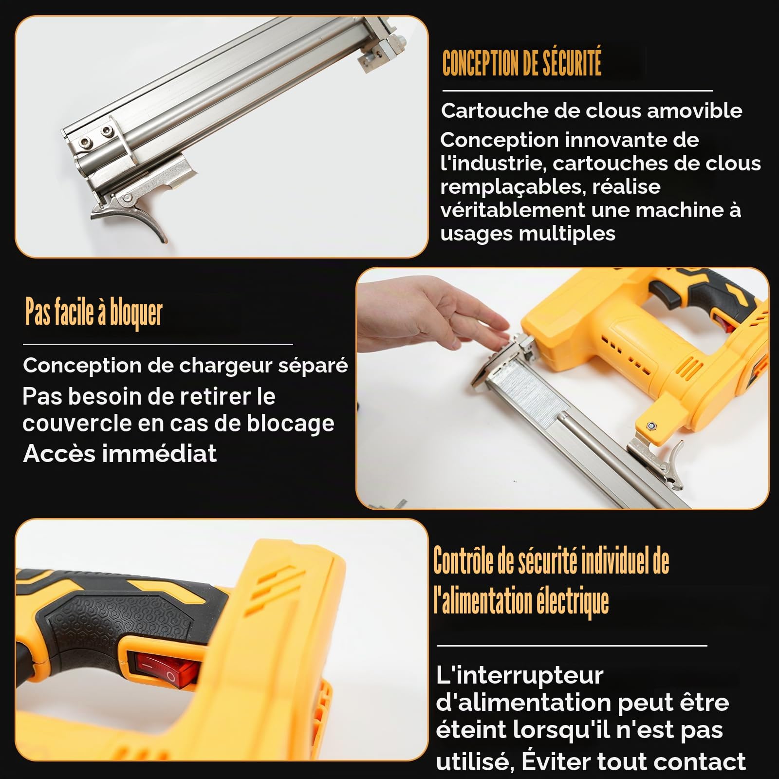 Cloueuse sans fil pour Dewalt 20 V batterie, 18GA Pistolet à clouer sans fil agrafeuse électrique cloueuse 2 en 1 avec 1000 clous et 500 agrafes pour bricolage et travaux du bois