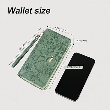 Women Wallets, Large Capacity Double Zip Long Purses for Women, PU Leather Ladies Credit Card Holder Wallet with Zip Pocket Multi Card Slots and Big Compartments (Green)
