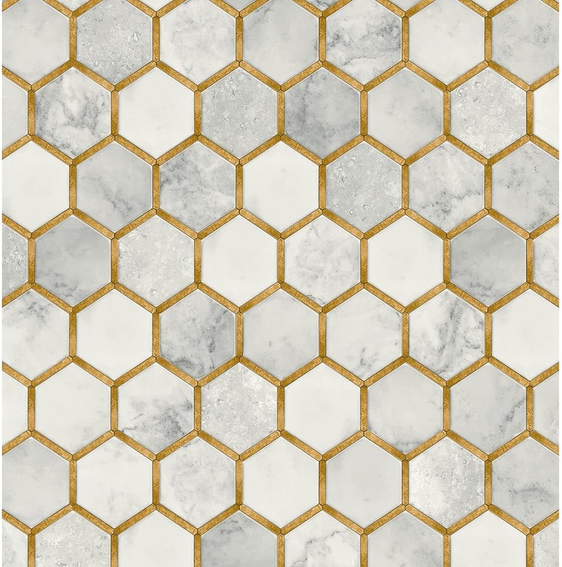 NextWall Inlay Hexagon Geometric Peel and Vinyl Stick Wallpaper (Alaska