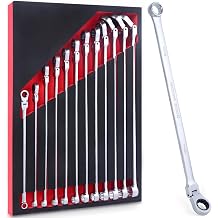 Flex ratchet set, 8-19 mm, 12-piece double ring spanner set, extra long wrench, CV-Steel 8 mm - 19 mm