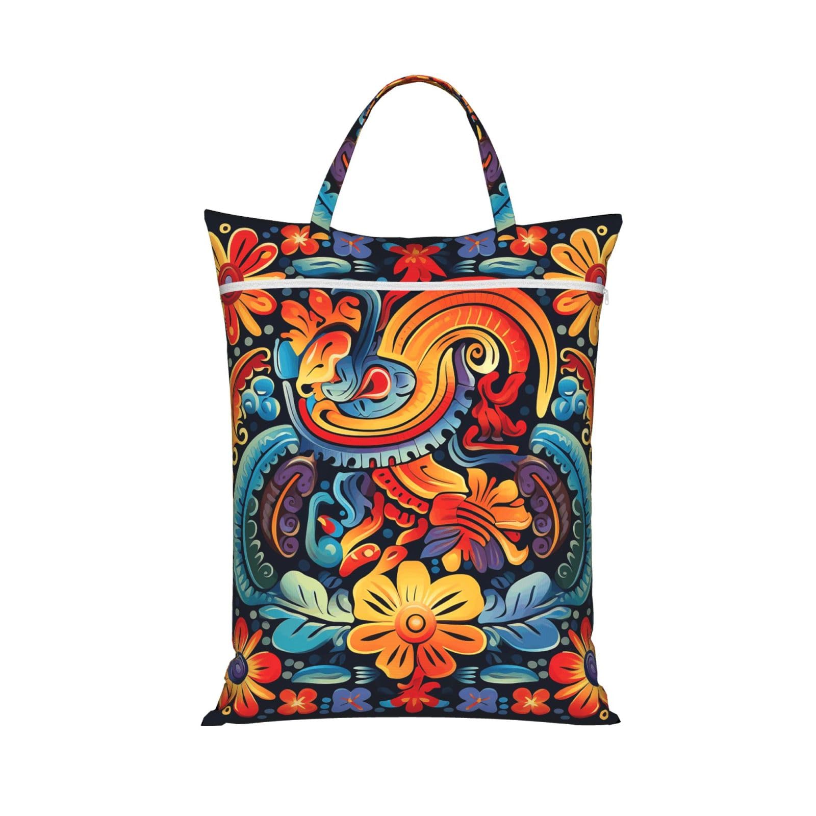 Mexican Travel Laundry Bag With Zipper Dirty Clothes Bag Water Resistant Laundry Storage Sack Portable Organizer For Travel Beach School Camping Gym