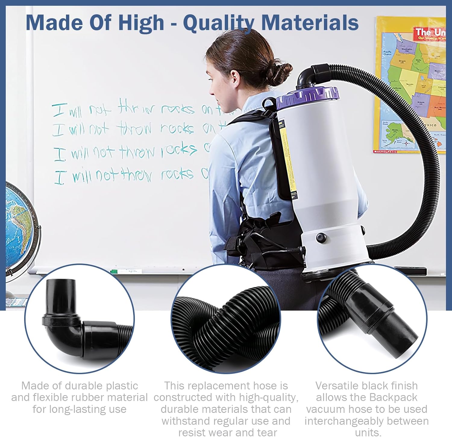 103048 Backpack Vacuum Hose Replacement for ProTeam Vacuum Parts 107648 Static-Dissipating Hose With 1-1/2-inch Cuffs fits ProTeam Super Coach Mode 6 and other Replacement Backpack Vacuum Hoses Part