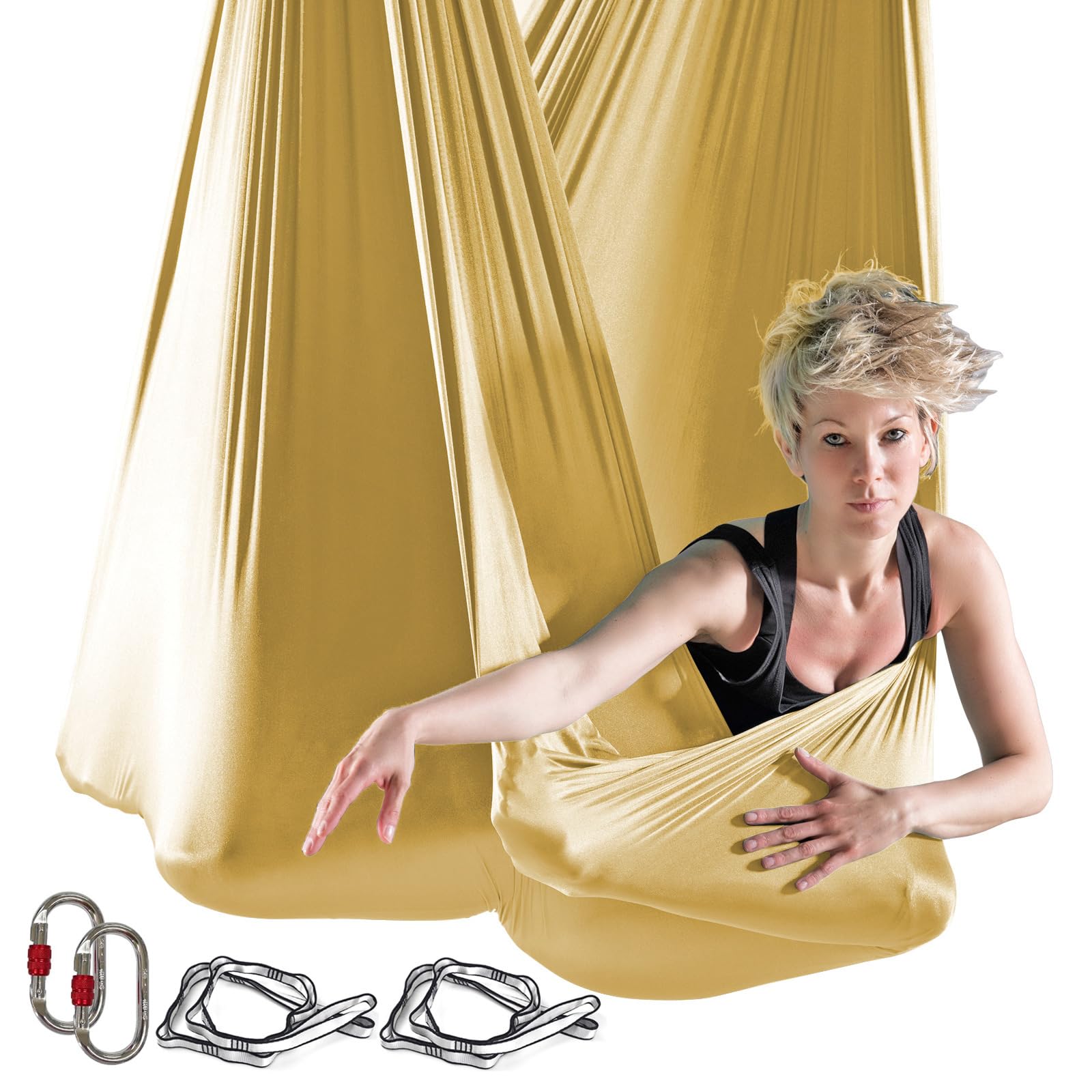PRIORMAN Aerial Yoga Hammock Set - 5.5 Yard Anti-Gravity Fabric With Hardware