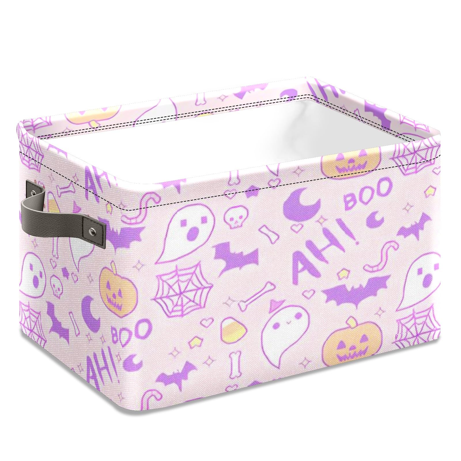 Andemie Halloween Storage Basket Cube Organizer Bins Boo Basket Trick or Treat Bags Cube Collapsible Organizer Spooky Basket Stuffers for Boyfriend