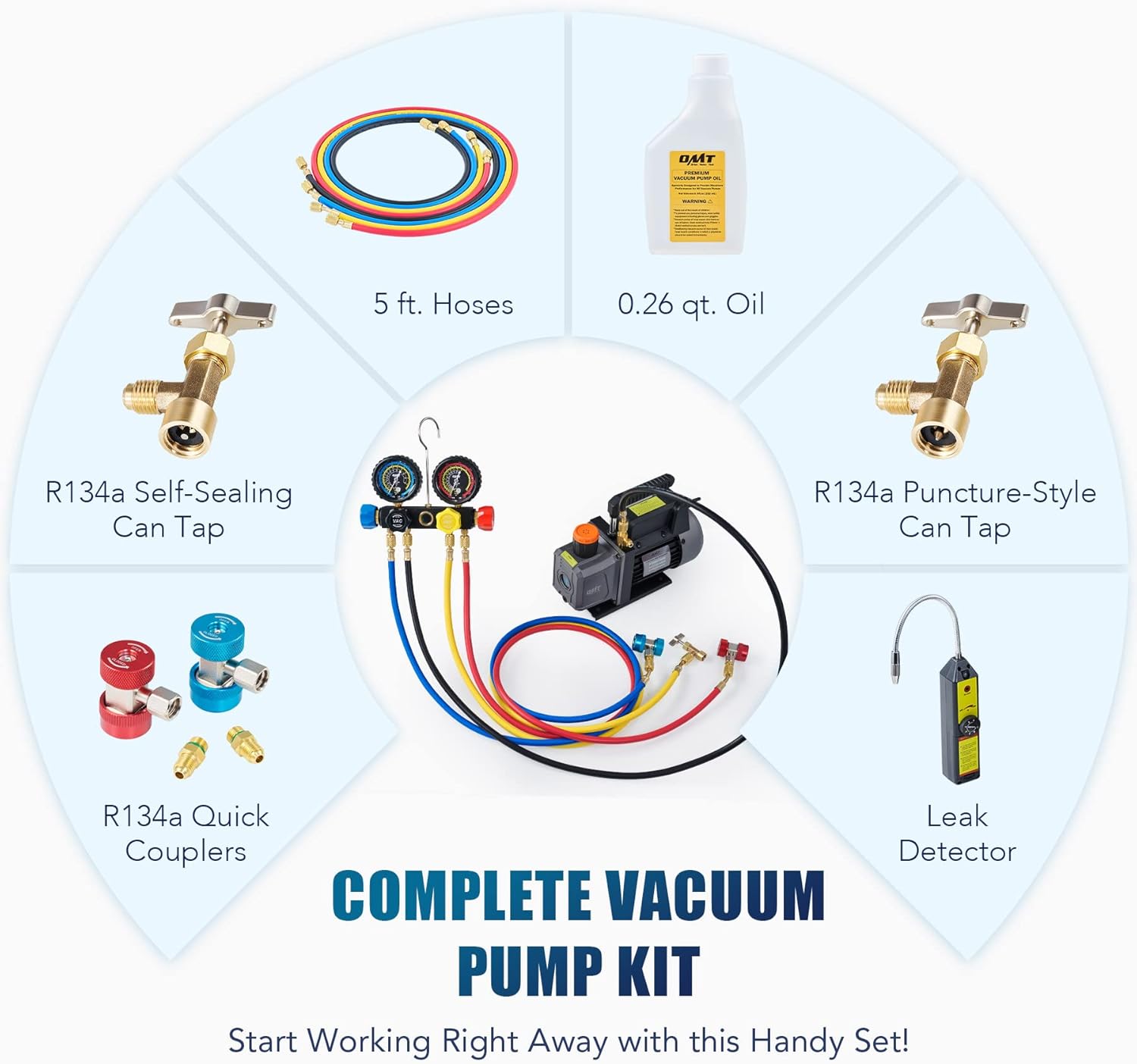 Buy Orion Motor Tech AC Vacuum Pump and Gauge Set, 4 Way AC Gauges and