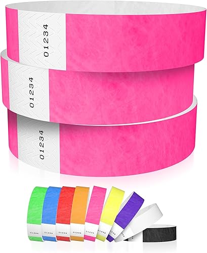 Miniatura 10 de WristCo Tyvek - Pulseras de 6 colores variados, 600 unidades, cómodas pulseras de papel resistentes a desgarros, pulseras de identificación para