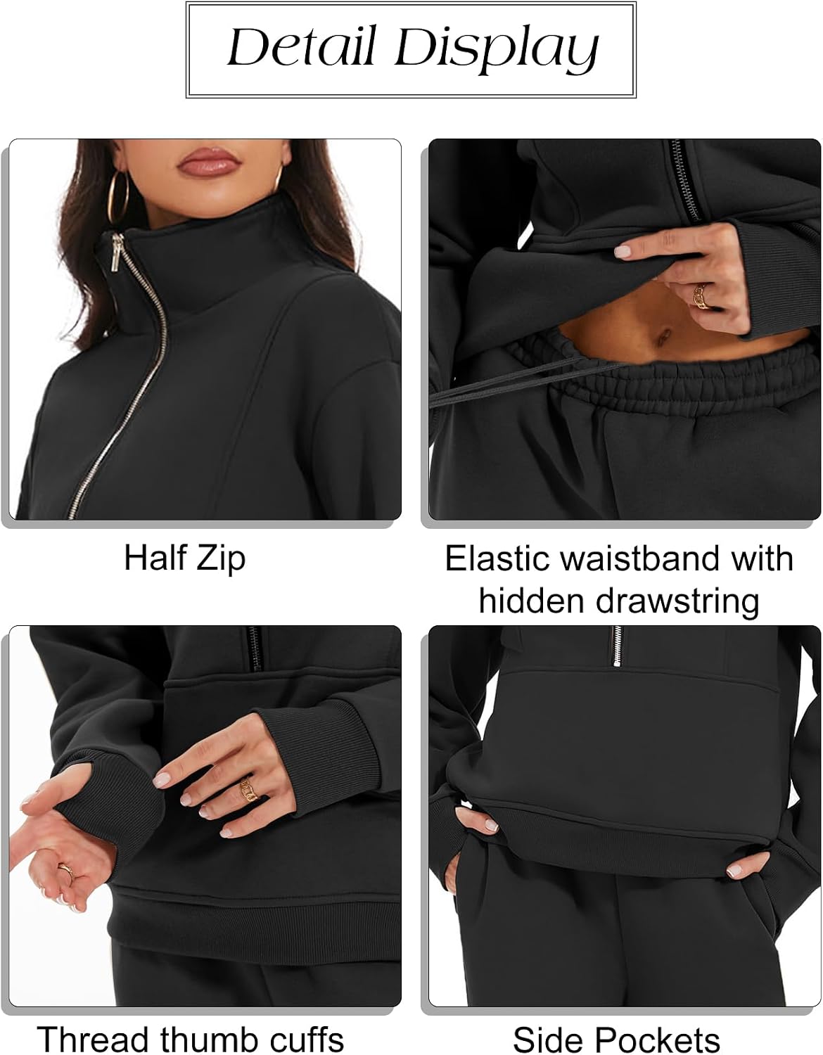 Eisctnd Womens Fleece 2 Piece Sweatsuit Lounge Set Long Sleeve Sweatshirt Jogger Pants Tracksuit Sweatsuit 2026 Trendy