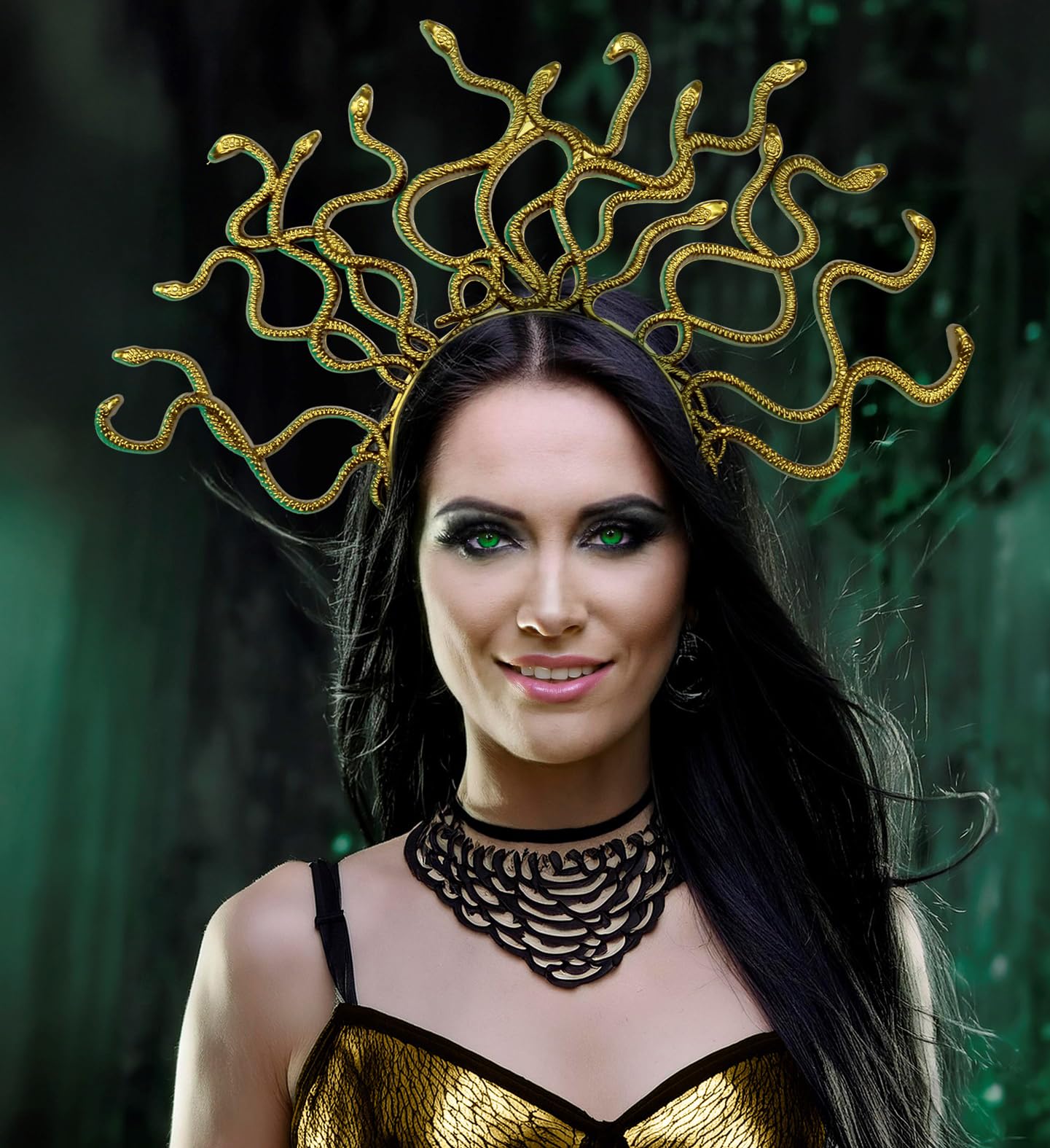 W WIDMANN MILANO Party Fashion 21157 - Meduza opaska na głowę, złota, nakrycie głowy węże, grecka bogini