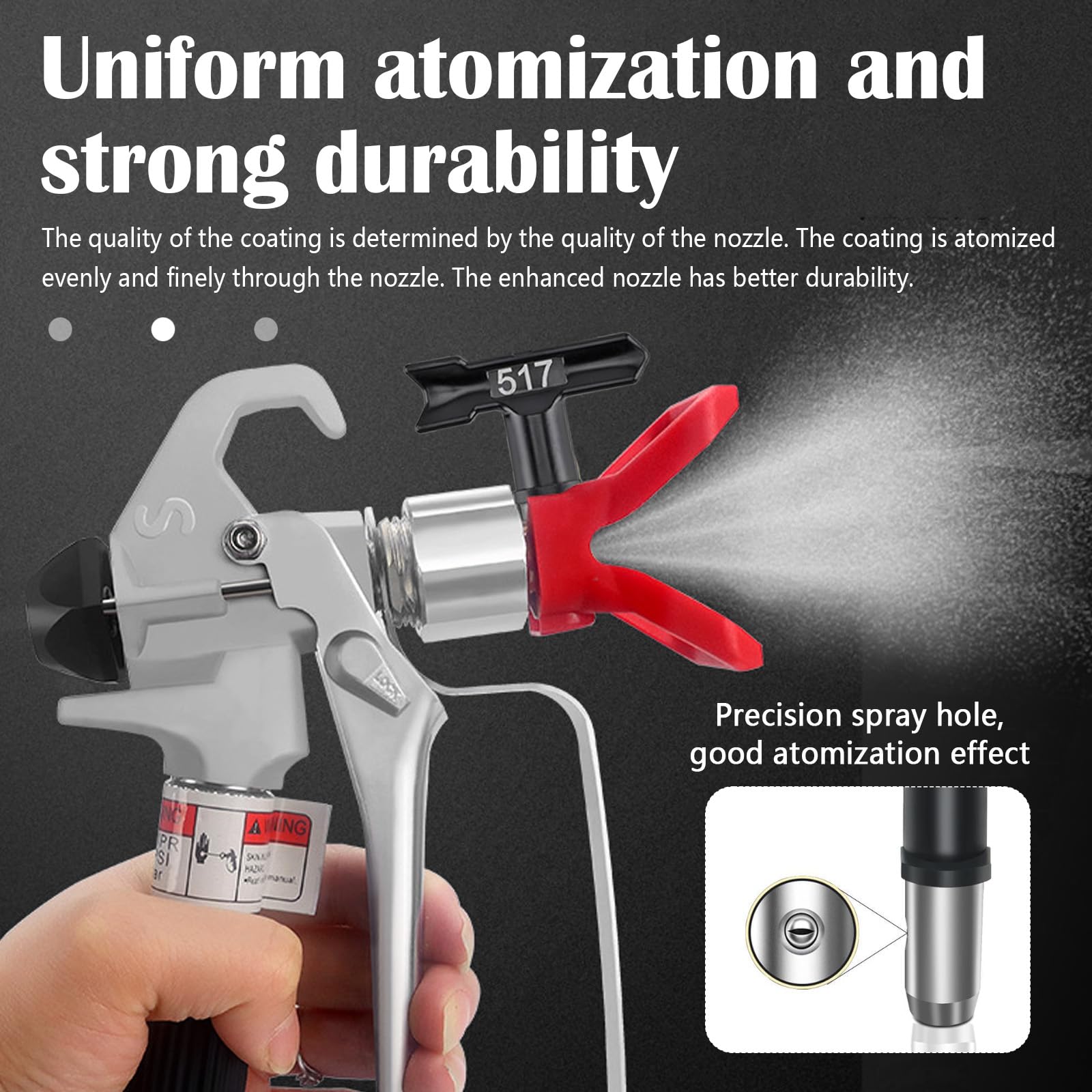 Pistola Spruzzo Vernice, 3600 PSI Airless Pistola a Spruzzo Verniciatura ad Alta Pressione con Ugello e Filtro Della Pompa a Spruzzo Airless per Spruzzatore Airless ad Alta Pressione