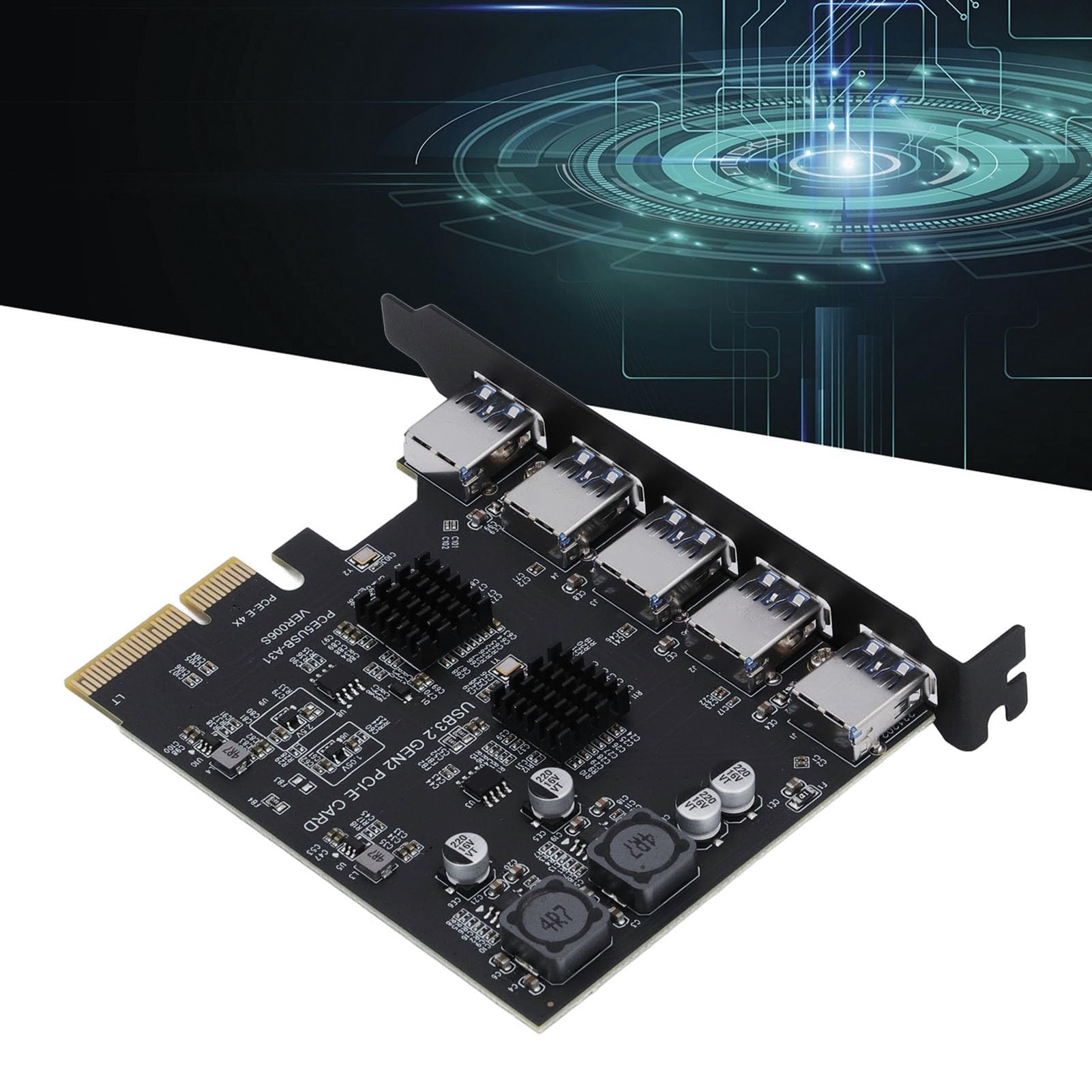 Annadue 5 Portów USB 3.2 Gen 2 PCIe Karta Rozszerzeń dla Komputera