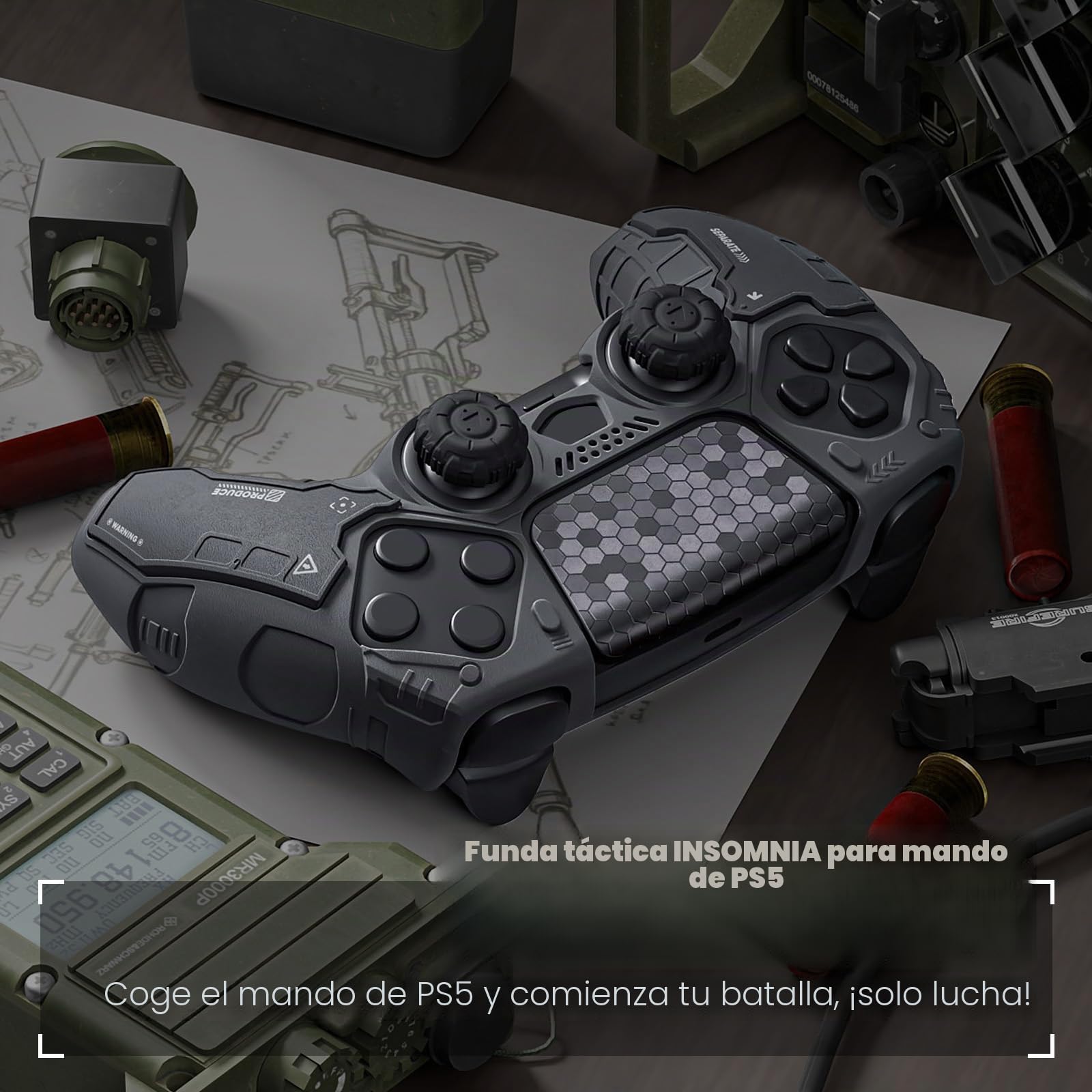 GeekShare Funda Protectora Antideslizante de Silicona para Mando inalámbrico PS5 con 2 Tapas para el Pulgar y 2 Pegatinas, Color Negro
