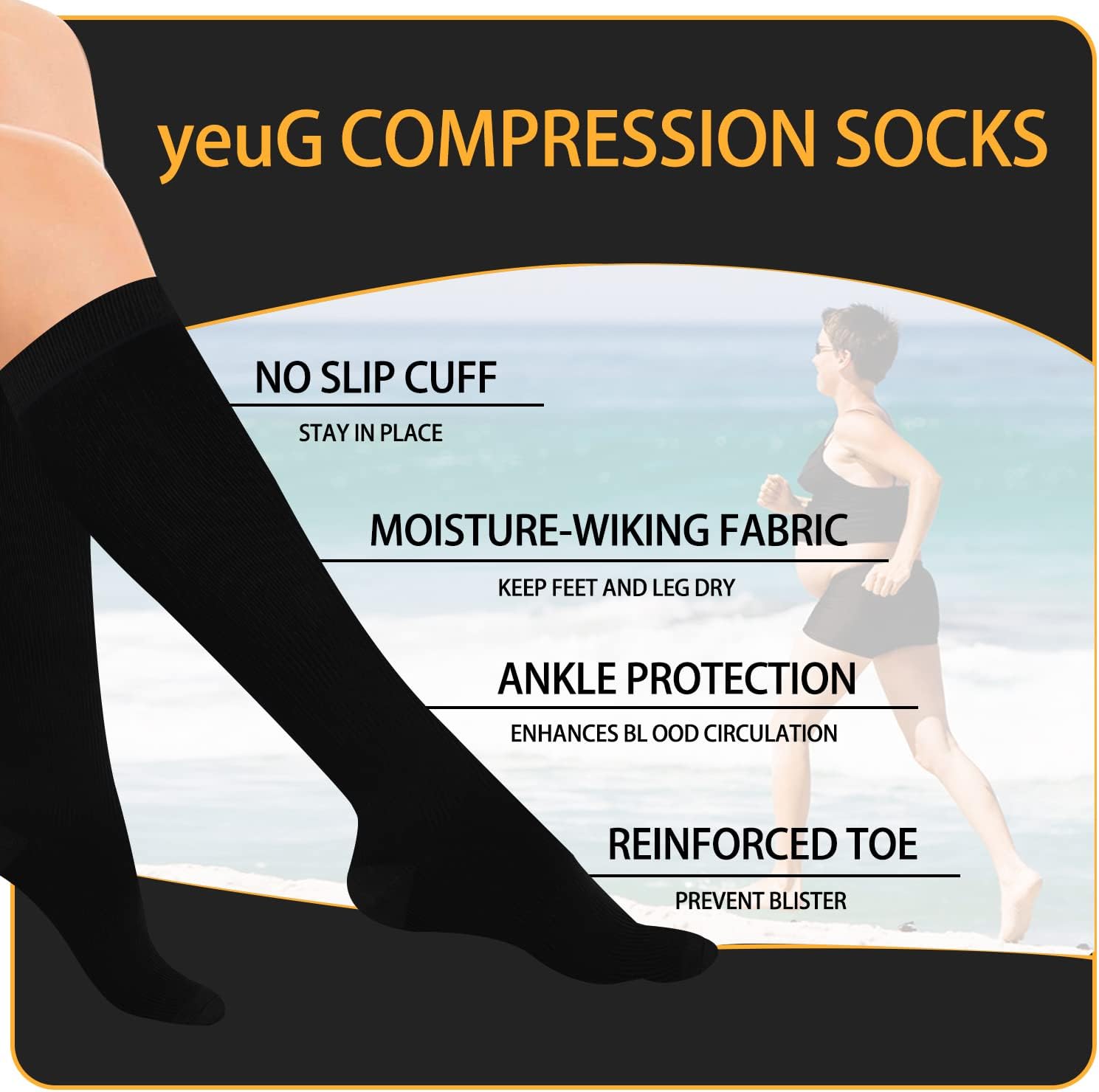 Compression Socks for Women Men Circulation 20-30 mmhg Knee High Sock Best for Medical,Running,Nurses,Travel,Athletic