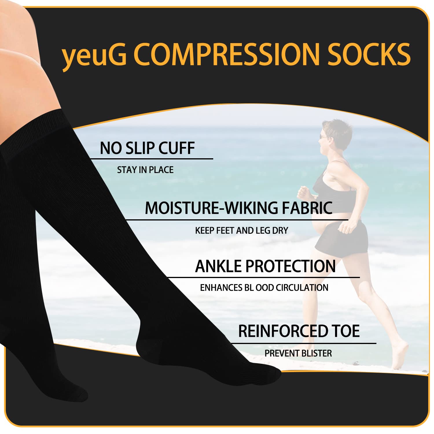 Calcetines de compresión para mujeres y hombres, circulación de 15-20mmHg, medias altas hasta la rodilla, lo mejor para médicos, correr, enfermeras, viajes, atletismo (L/XL) 4