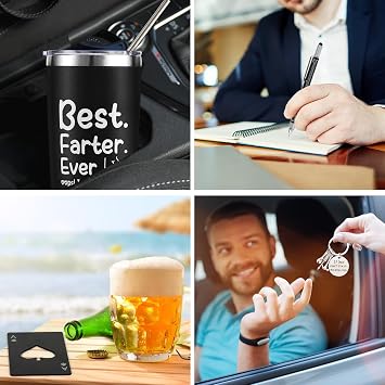 Kolewo4ever 9 Pieces Dad Gift Set Best Dad Gifts for Father, Men with Tumbler Mens Socks Mens Baseball Cap Key Chain Card for Men Father Papa Christmas Gifts from Son Daughter (Black Style-2)