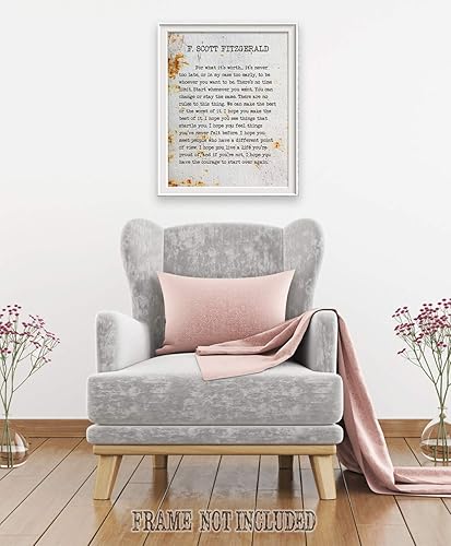Miniatura 2 de F. Scott Fitzgerald - For What It's Worth - Classic Book Quote, Inspirational Home or Room Decor, Literary Rustic Metal Style Poster, Positive Quote