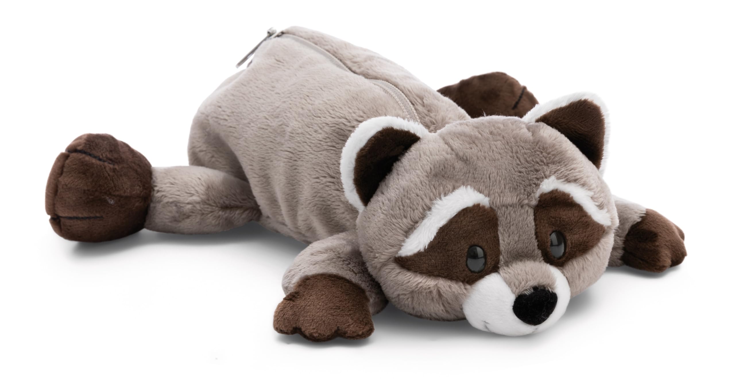 NICI Pouch raccoon Lenno 25x8x9cm grey - Fluffy pencil case for girls and women, school bag, office or cosmetic pouch, soft plush pouch