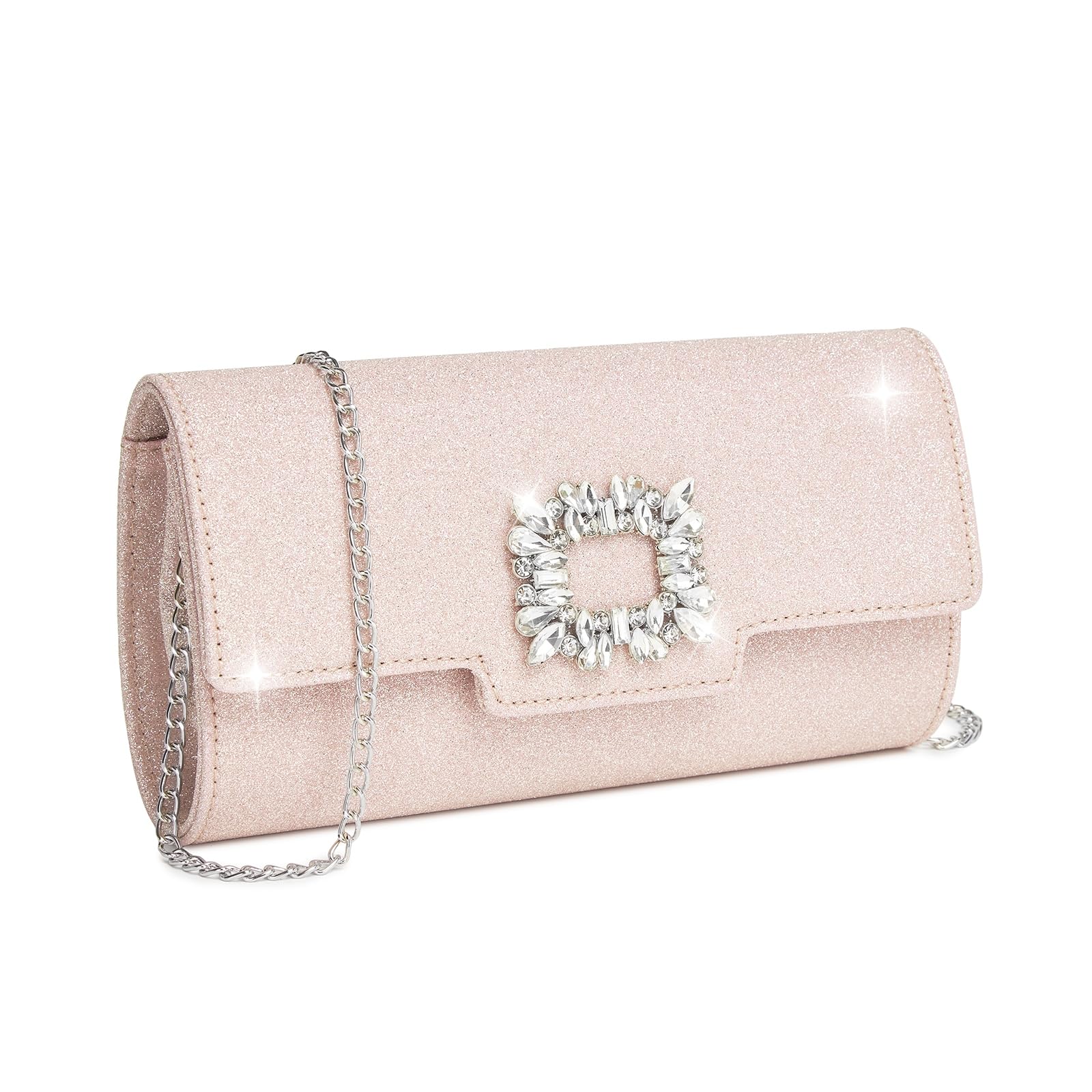 Miss Lulu Clutch Damen Glitzer Abendtasche Elegante Envelope Kettentasche Tasche Crossbody Bag für Hochzeit, Party, Cocktail, Abschlussball