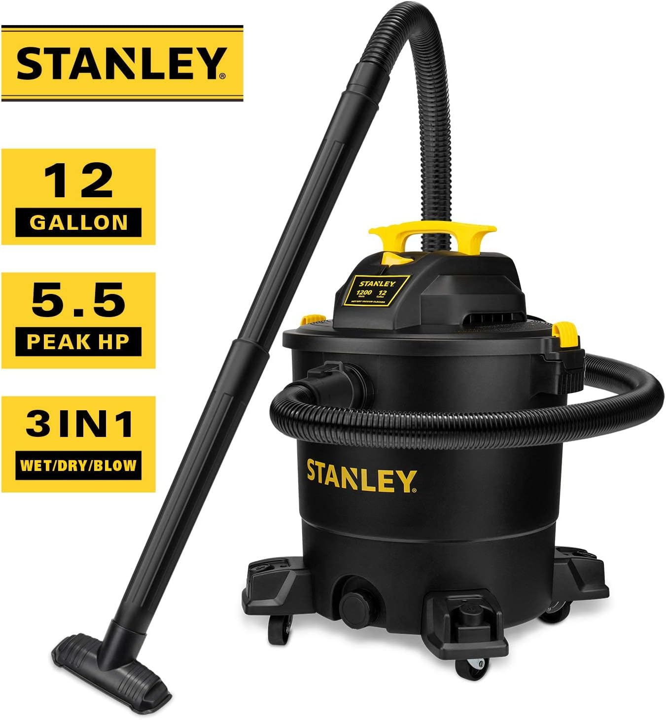 Diagram of STANLEY 12 Gallon Wet/Dry Vacuum with numbered parts