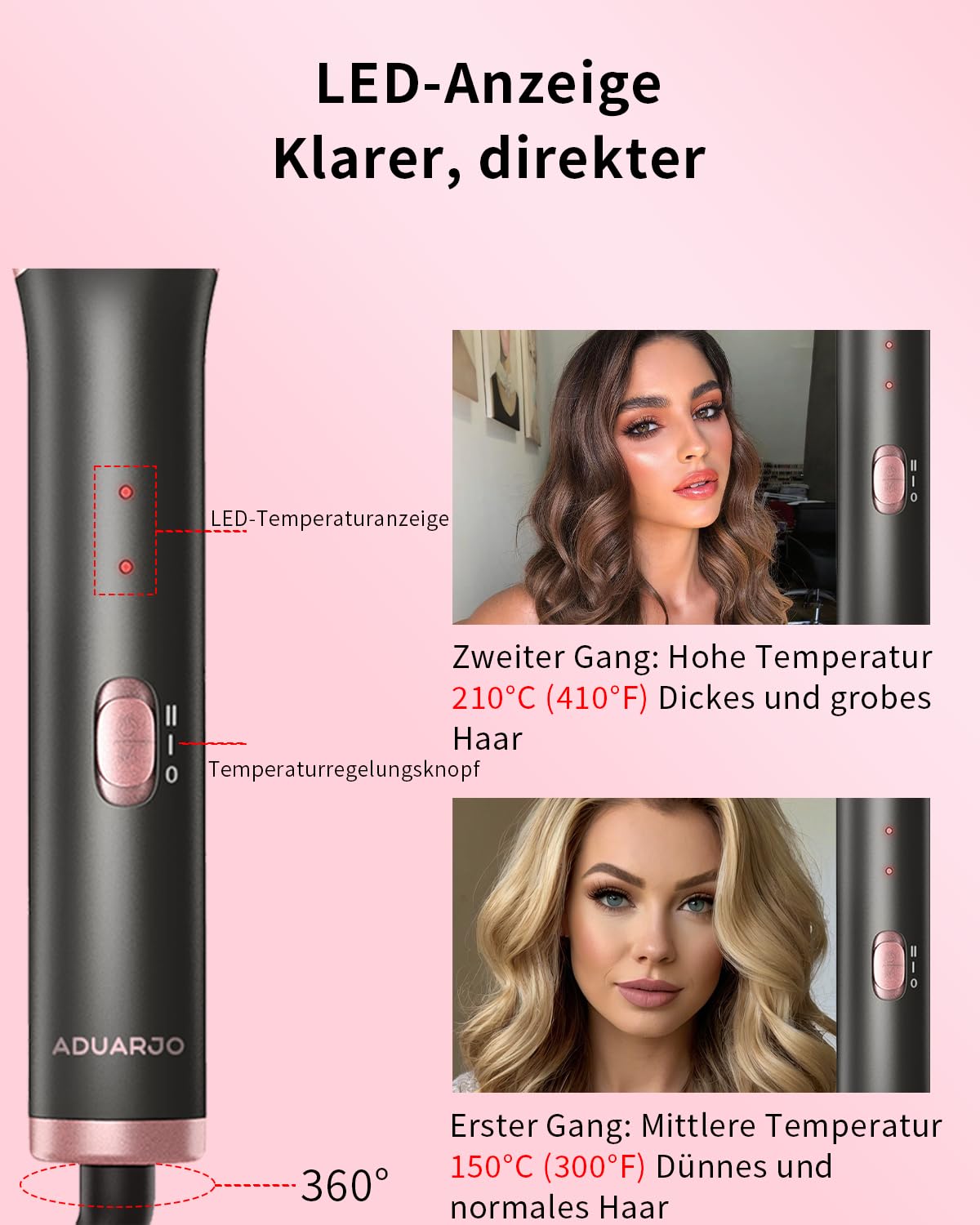 5 in 1 Lockenstab Set mit 3-Barrel Crimper, Austauschbare Keramikaufsätze Schnelles Aufheizen Dual-Spannung für alle Haartypen Locken & Blowout, Haarstyling Geschenk für Frauen