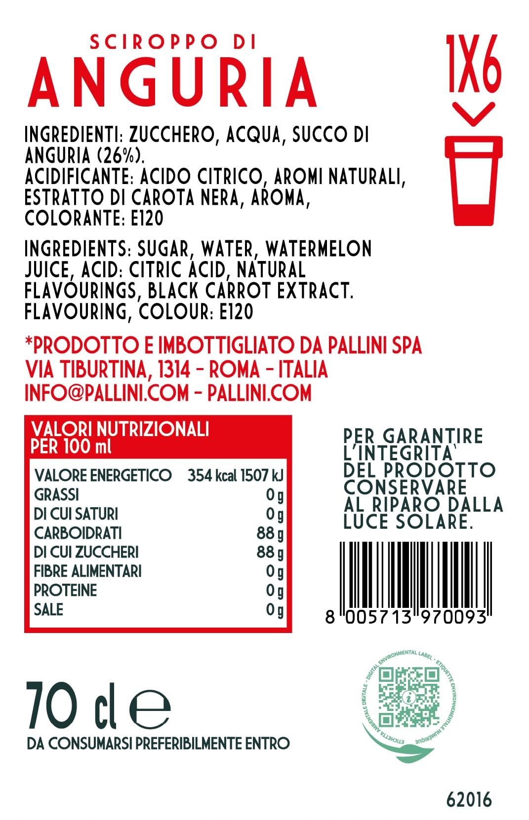 Pallini Sciroppo di Anguria - 700 ml