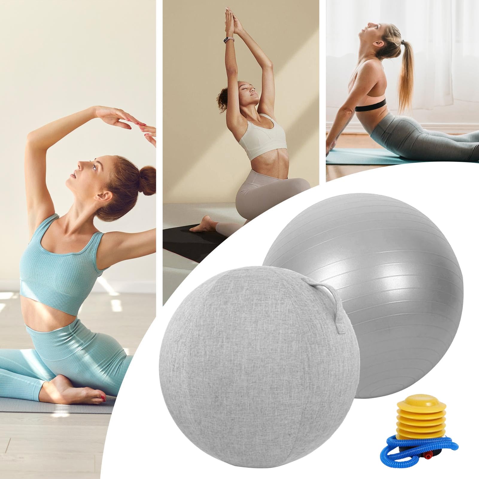 Duża piłka do jogi | Ergonomiczna do wzmacniania mięśni tułowia, piłka do ćwiczeń fizycznych, do fitnessu seniora, treningu sportowego, rozgrzewka do sypialni i