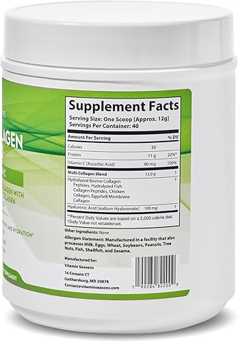 Miniatura 6 de Multi Collagen Blend Powder | Women and Men | Hyaluronic Acid + Vitamin C | Hydrolyzed Multi Collagen Peptides | Non-GMO, Gluten-Free, Keto, Paleo |