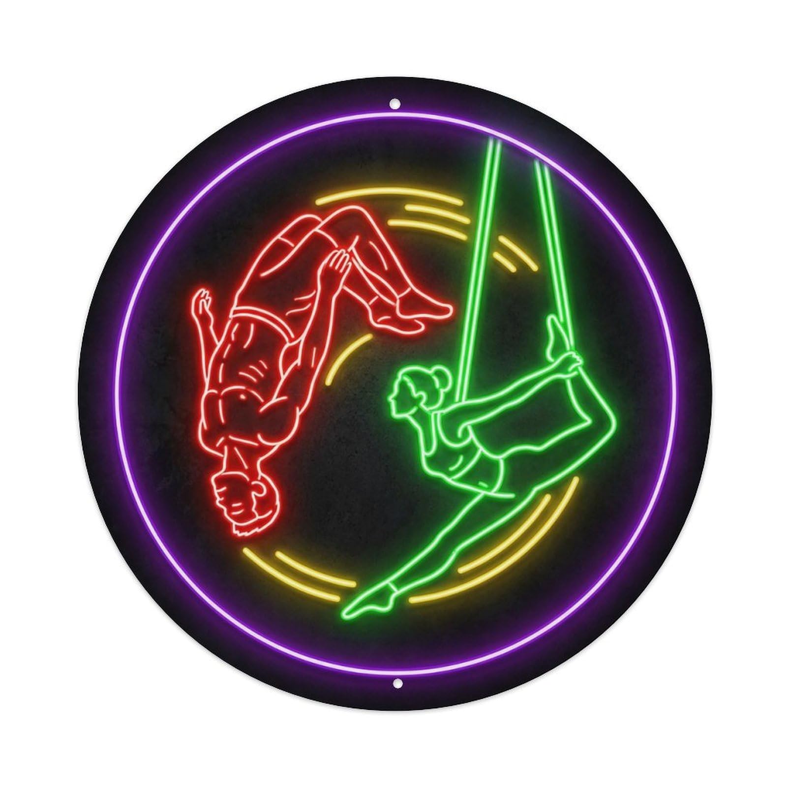 Vintage Faux Neon Gym Retro Bodybuilding Acrobatics Metal Tin Sign