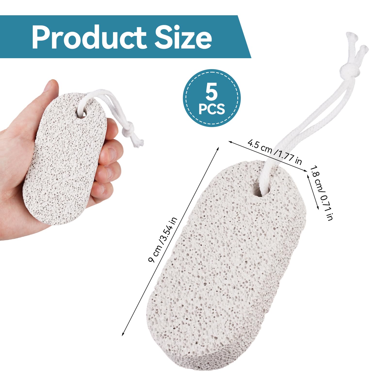 5 Piezas Piedra Pómez Natural para Pies 9 x 4.5 cm, Piedra Pomez para Pies, Color Gris, Herramientas de Pedicura de Lava Eliminar la Piel Muerta, Exfoliación Natural Lima Eliminar la Piel