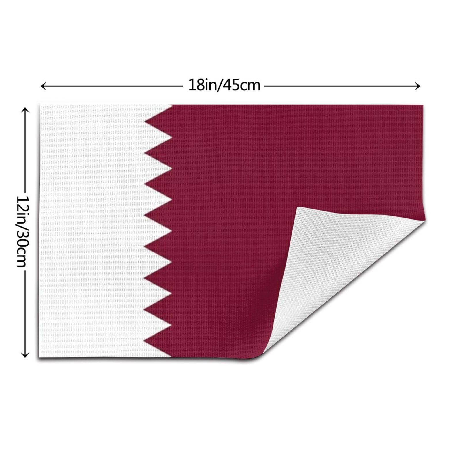 Juego De 8 Manteles Individuales con Estampado De La Bandera De Catar Resistentes Al Calor Antideslizantes Lavables Y De PVC para Casa Y Restaurante 45X30Cm