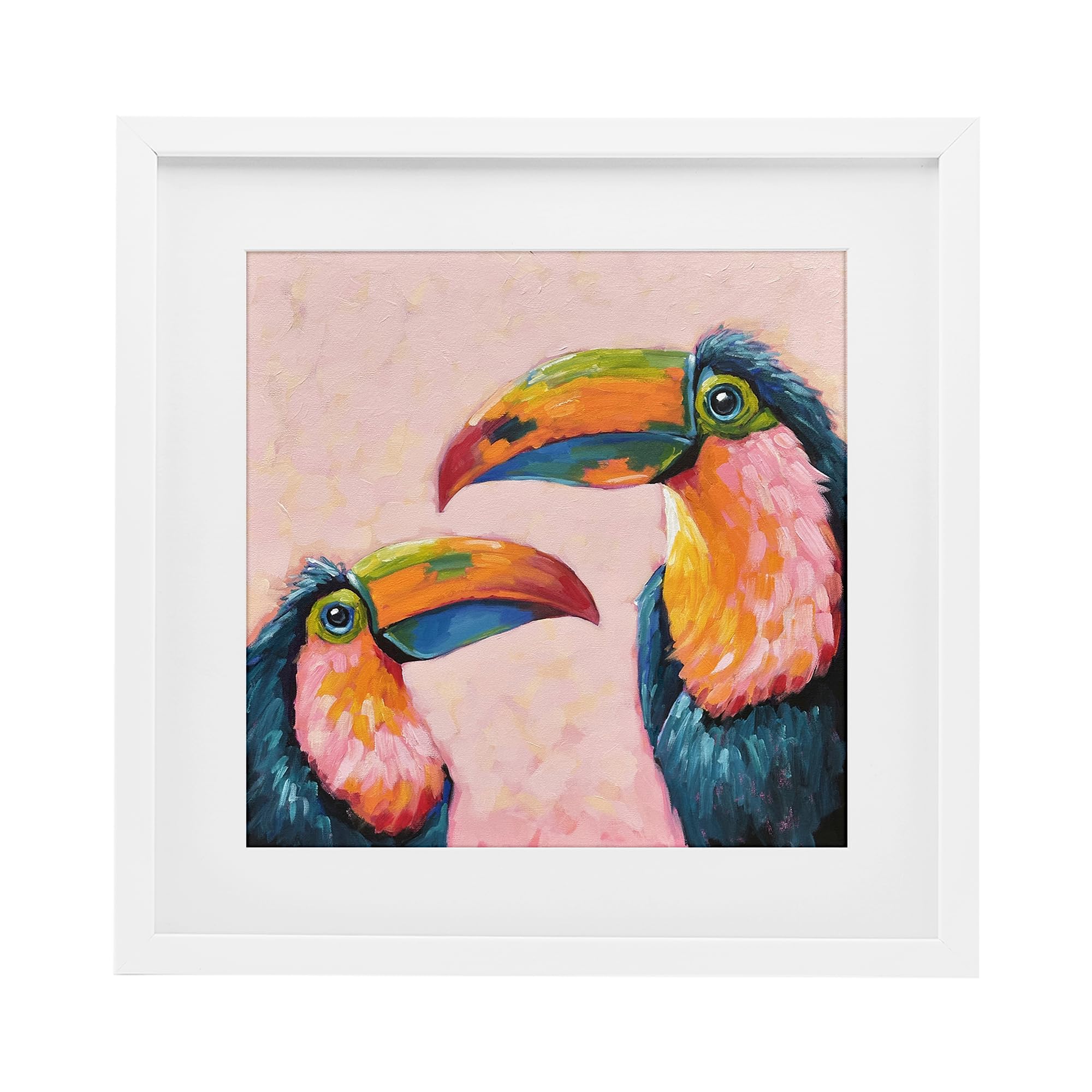 Tropical Toucan Paradise Jungle, 16 x 16 Inch Framed Print Under Glass