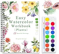 Livros de exercícios em aquarela, conjunto de 16 cores para adultos, livro de colorir em aquarela para iniciantes, livro de colorir de aquarela, 15 belas pinturas para iniciantes (plantas)