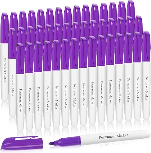 Ctosree Paquete de 40 marcadores permanentes morados a granel, juego de marcadores permanentes de punta fina, funciona en plástico, madera, piedra,