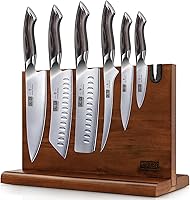 HOSHANHO 7-Piece Japanese High Carbon Steel Knife Set with Magnetic Block, Ultra-Sharp Pakkawood Chef Knives