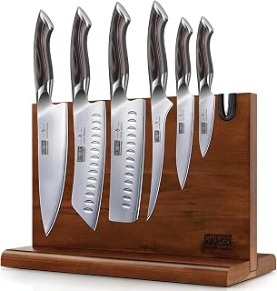 HOSHANHO 7-Piece Japanese High Carbon Steel Knife Set with Magnetic Block, Ultra-Sharp Pakkawood Chef Knives