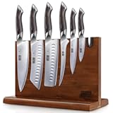 7 Pieces Kitchen Knife Set&comma; Japanese High Carbon Stainless Steel Magnetic Knife Block Set&comma; Ultra Sharp Chef Knives Sets with Ergonomic Pakkawood Handle