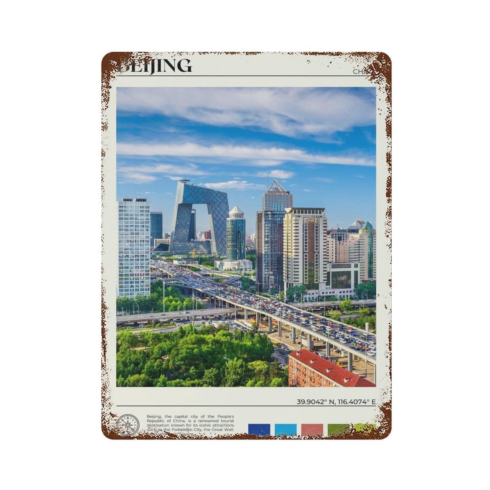 xiaoxiaoshen Real Photo Beijing Decor China Wall Decor Art Metal Tin Poster Modern Home Decor Art Home Bar Shop Decorations Vintage Sign 40x30cm