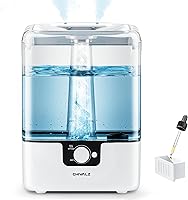 CHIVALZ 6L Top Fill Cool Mist Humidifier for Bedroom & Large Rooms - Quiet 26dB Oil Diffuser, Night Light, 50H Runtime White