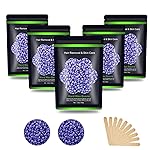 Auperwel Wax Beads for Hair Removal 1.1 lb (17.6 oz), Hard Wax Beads for Sensitive Skin - Brazilian, Face, Bikini, Legs, Eyebrow, Painless Waxing Beads Kit for Women Men, 5 Packs with 10 Wax Sticks