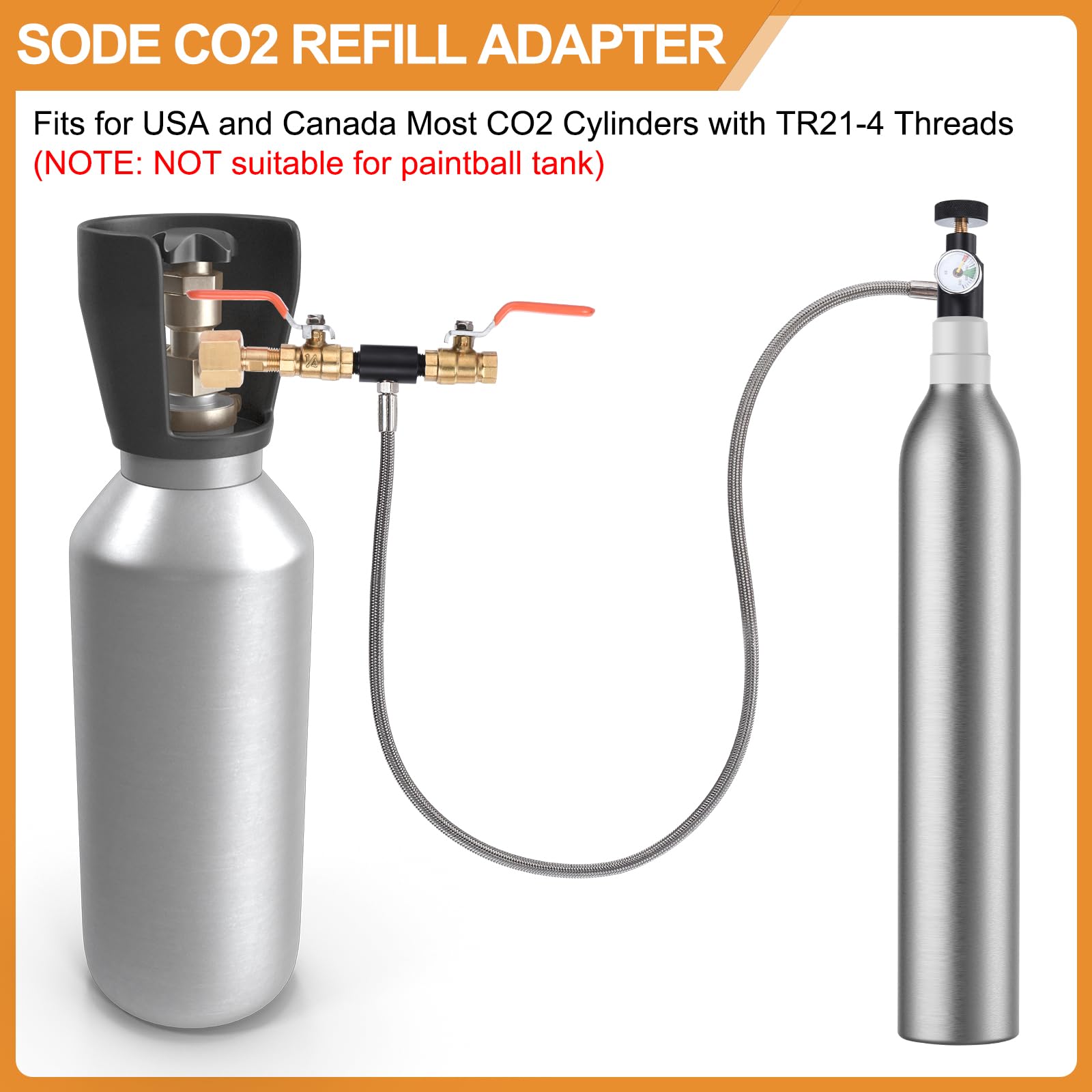 Tubo Di Ricarica CO2 Con Adattatore CGA-320 - Per Bombola Soda E Beverage, 36 Pollici - Foto 10