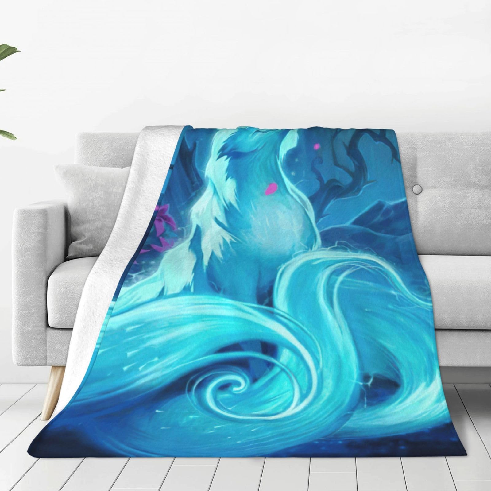 Couverture polaire enfant renard bleu le cadeau idéal pour décorer un lit de bébé