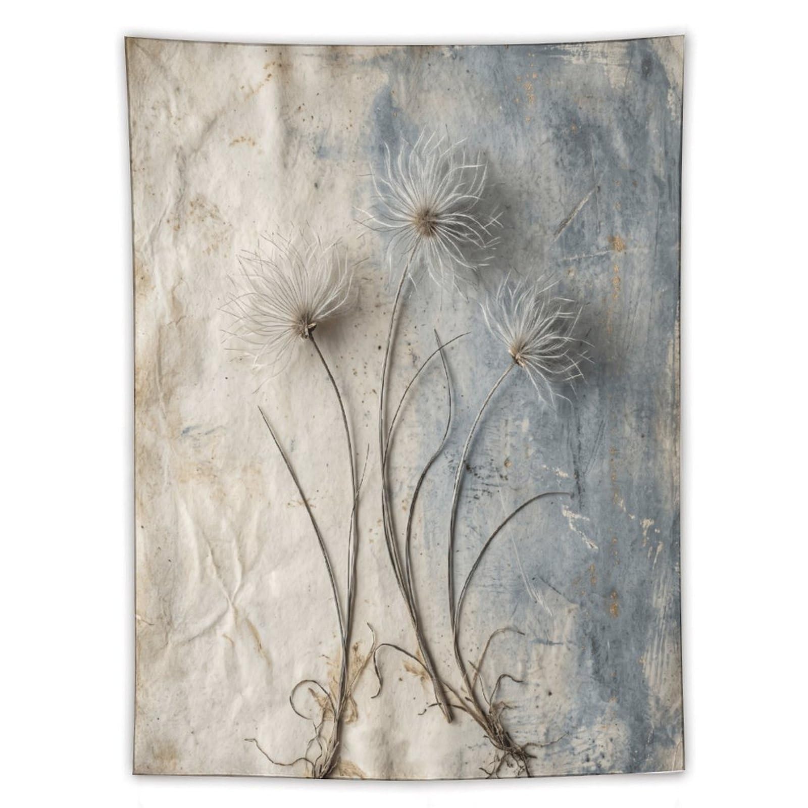 H3B8U2Y5 Botanical Dandelion Stems Wall Tapestry, Botanical Watercolor