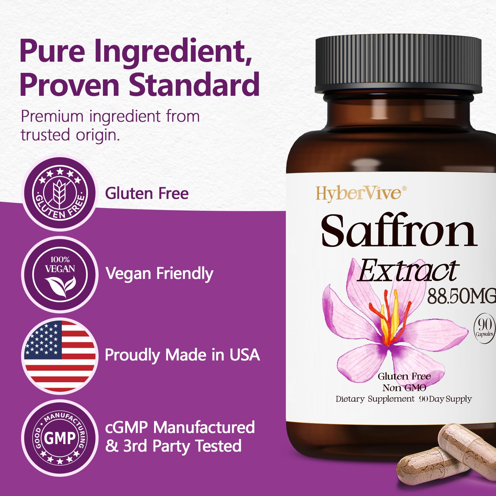 Saffron Supplements 88.5MG with 100% Pure Ingredients, Mood Energy Support — Amazon image 7