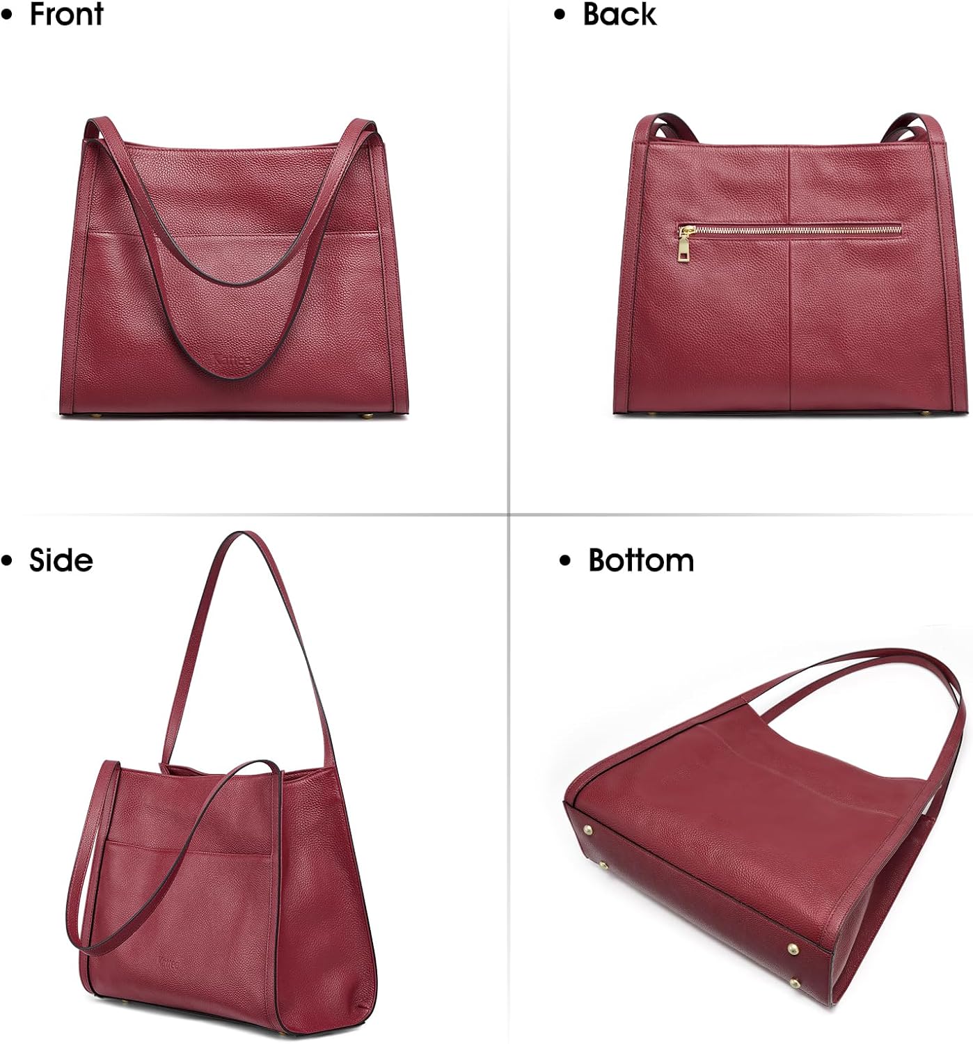 Kattee Leather Tote Bags for Women, Soft Leather Shoulder Purses and Handbags - Image 6