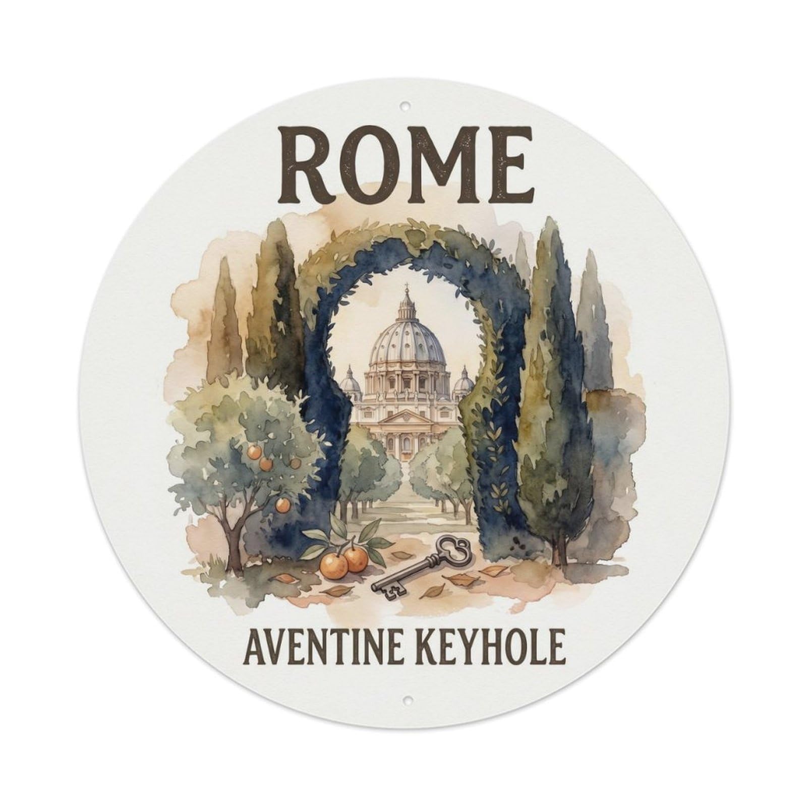 Aventine Rome Italy City Landmark Travel Retro Metal Tin Sign