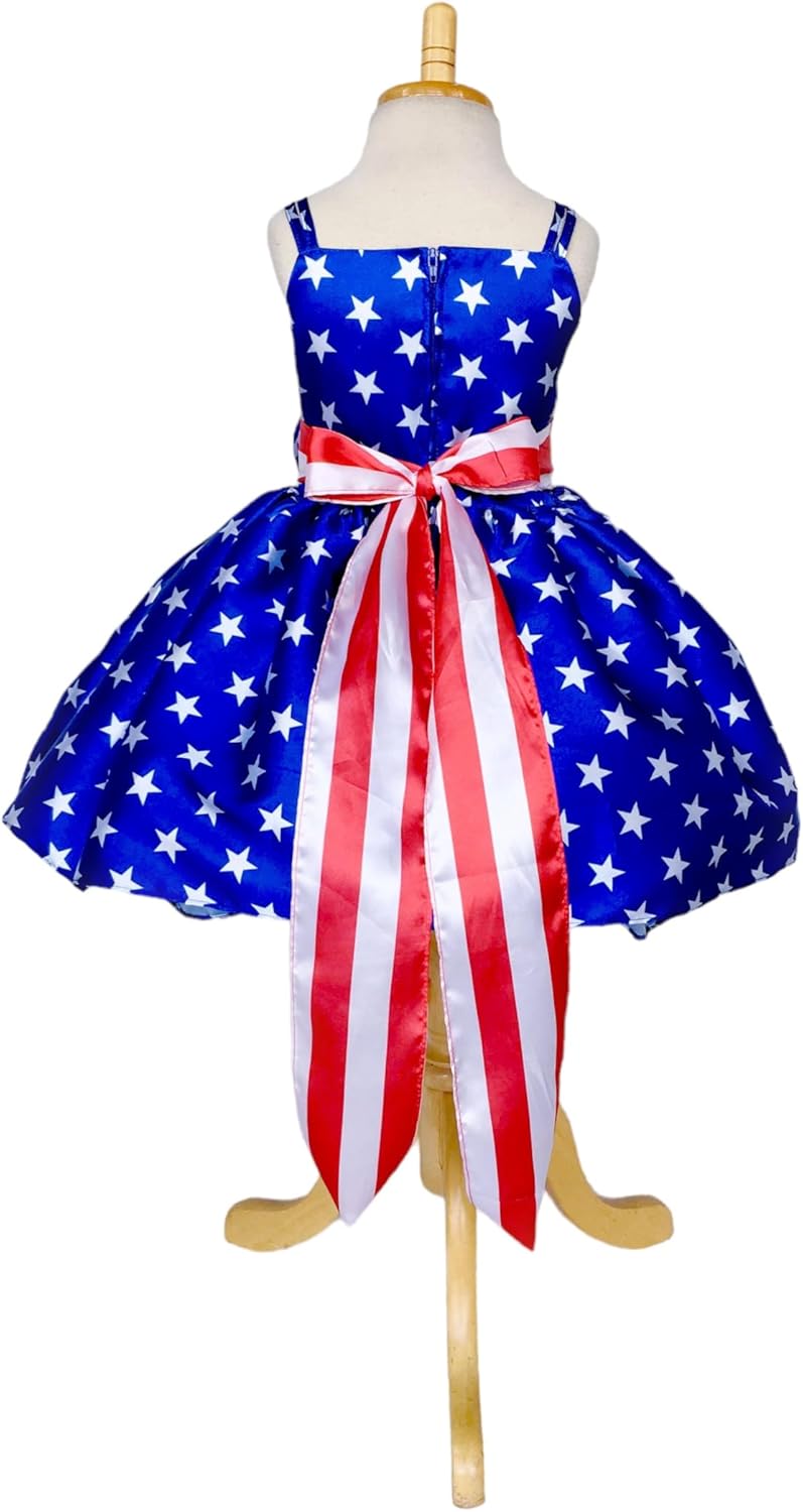 4th of July Knee Length Red White Blue Pageant Costume Dress