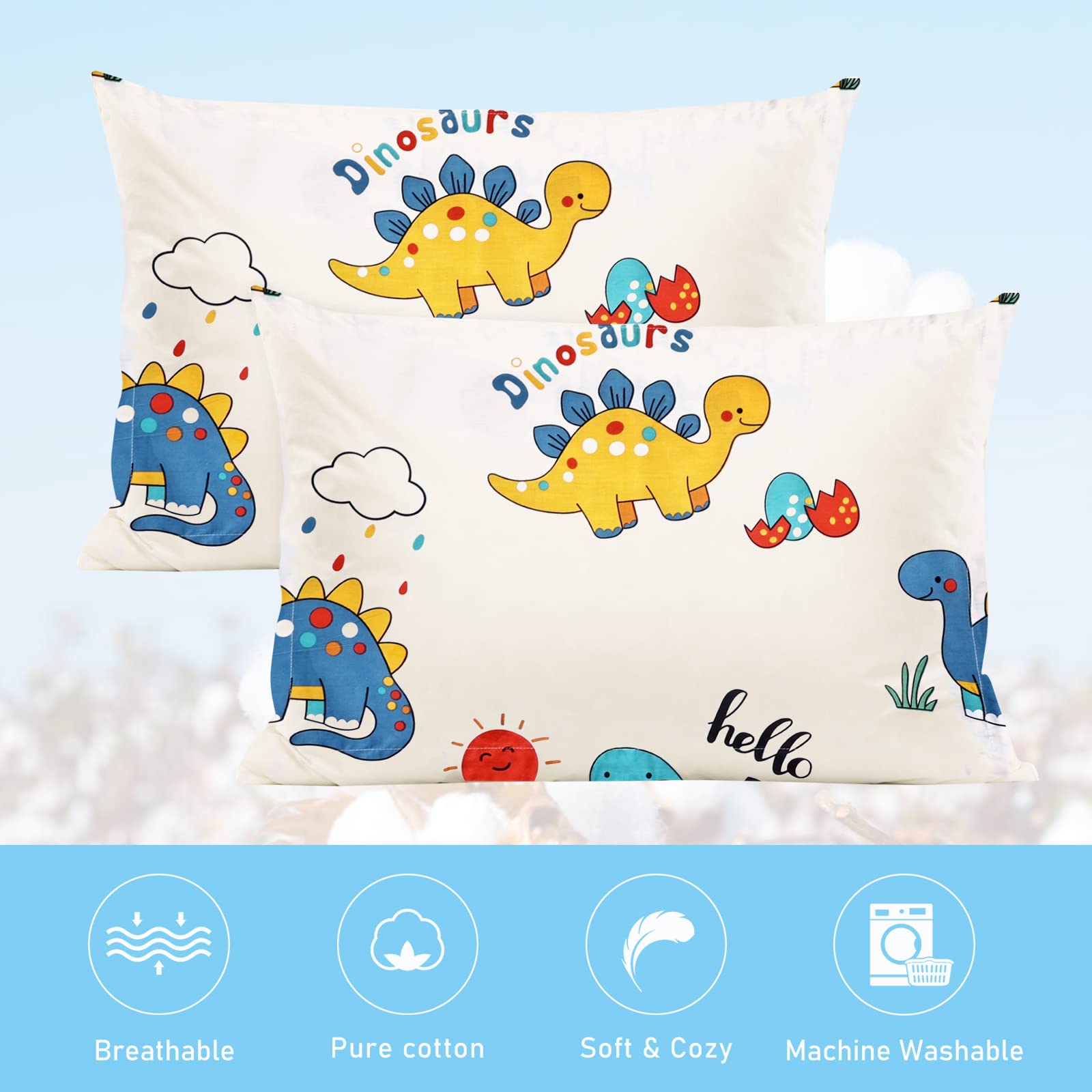 Lot De 2 Taies D'oreiller 60x40 Cm En Coton 100% Doux - Parfait Pour Enfants, Voyage Et Literie