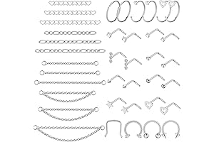 38Pc 316L Stainless Steel Heart Nose Ring Chain